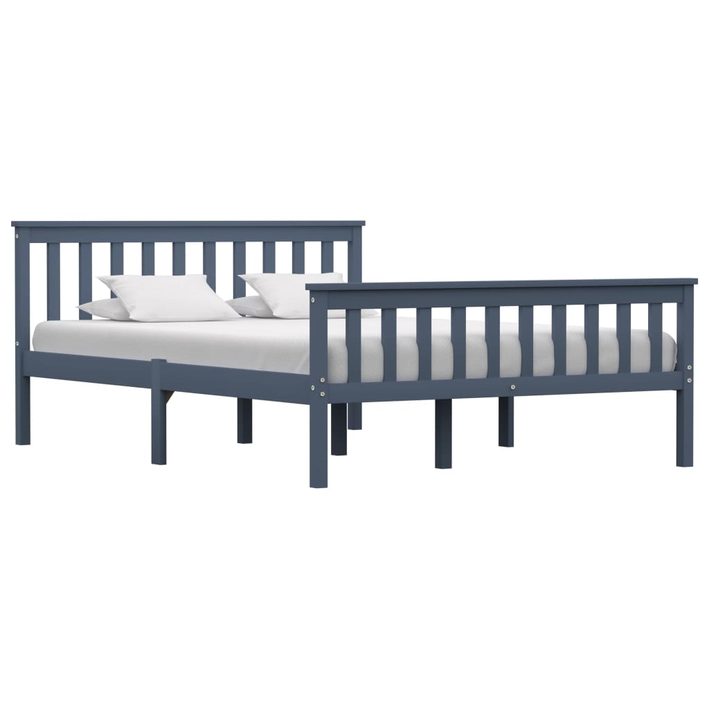 Berkfield Bed Frame Grey Solid Pinewood 140x200 cm