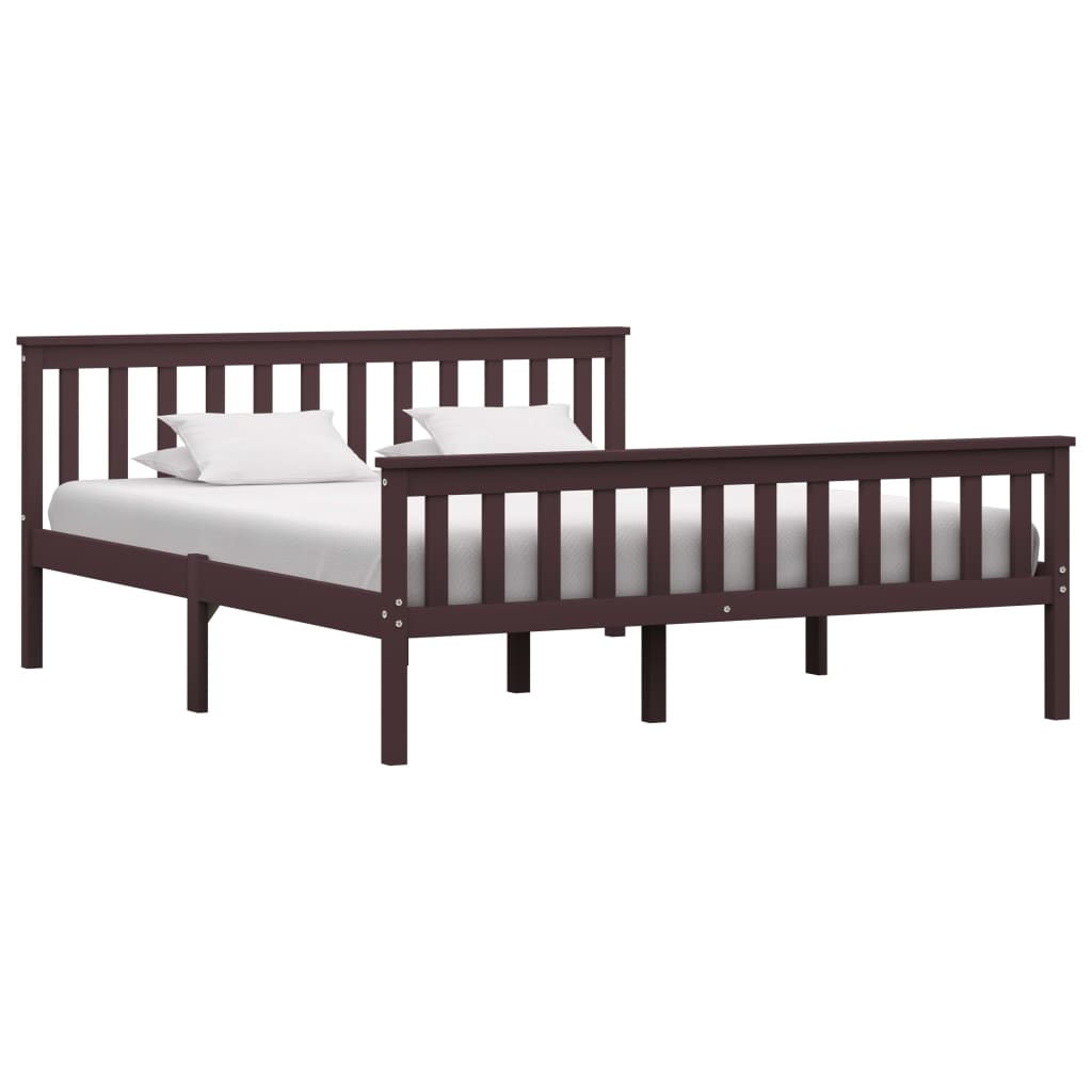 Berkfield Bed Frame Dark Brown Solid Pinewood 160x200 cm