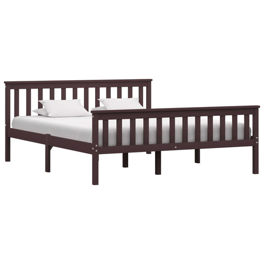 Berkfield Bed Frame Dark Brown Solid Pinewood 160x200 cm
