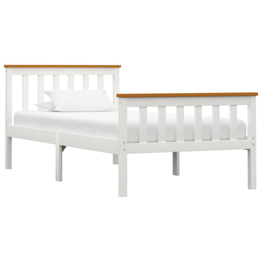 Berkfield Bed Frame White Solid Pinewood 100x200 cm
