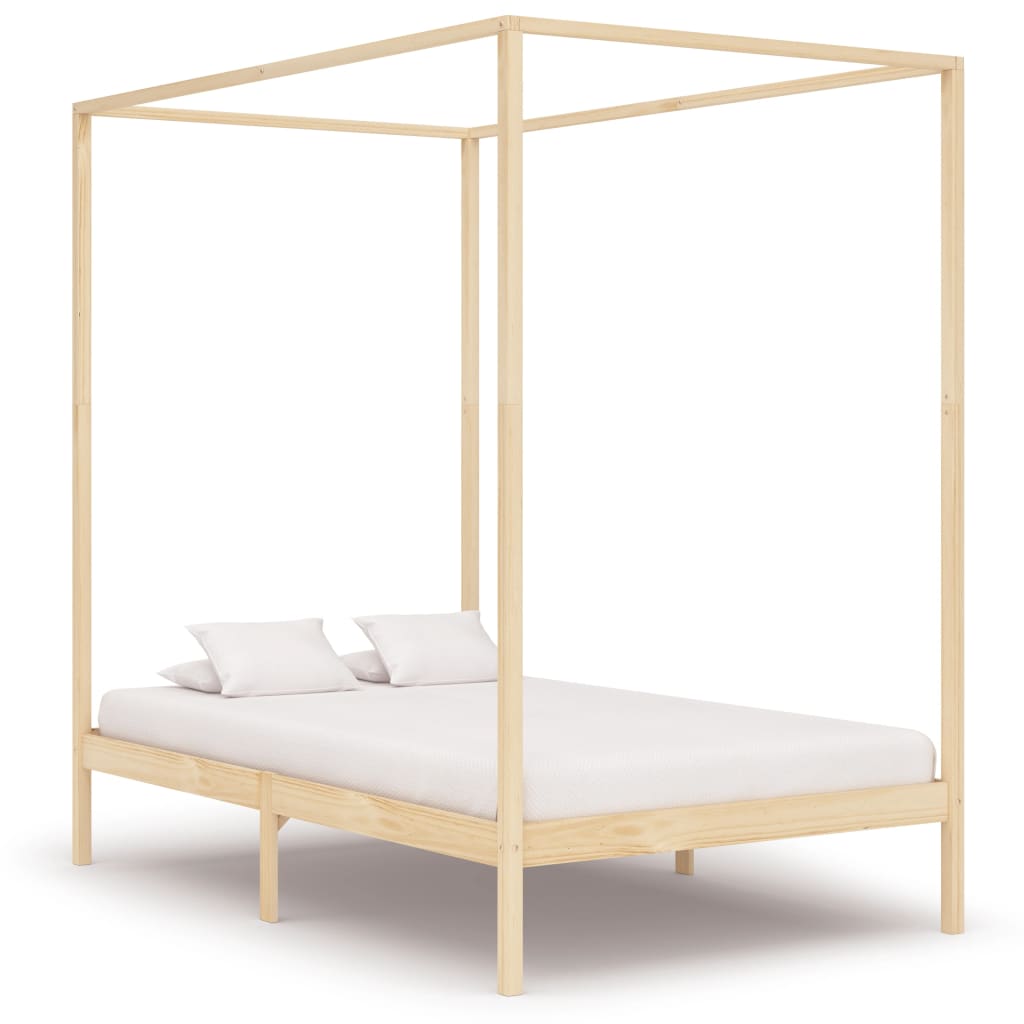 Berkfield Canopy Bed Frame Solid Pine Wood 120x200 cm