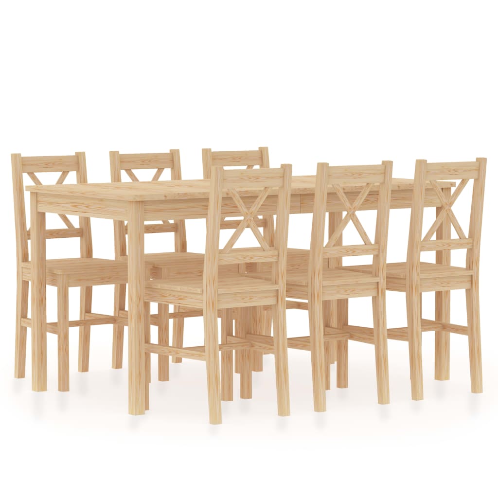 Berkfield 7 Piece Dining Set Pinewood