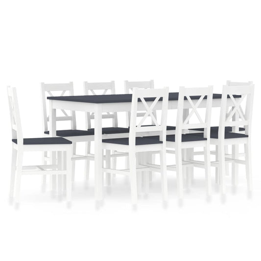 Berkfield 9 Piece Dining Set Pinewood White and Grey