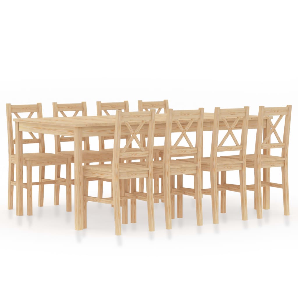 Berkfield 9 Piece Dining Set Pinewood