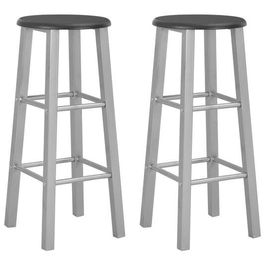 Berkfield Bar Stools 2 pcs Silver MDF