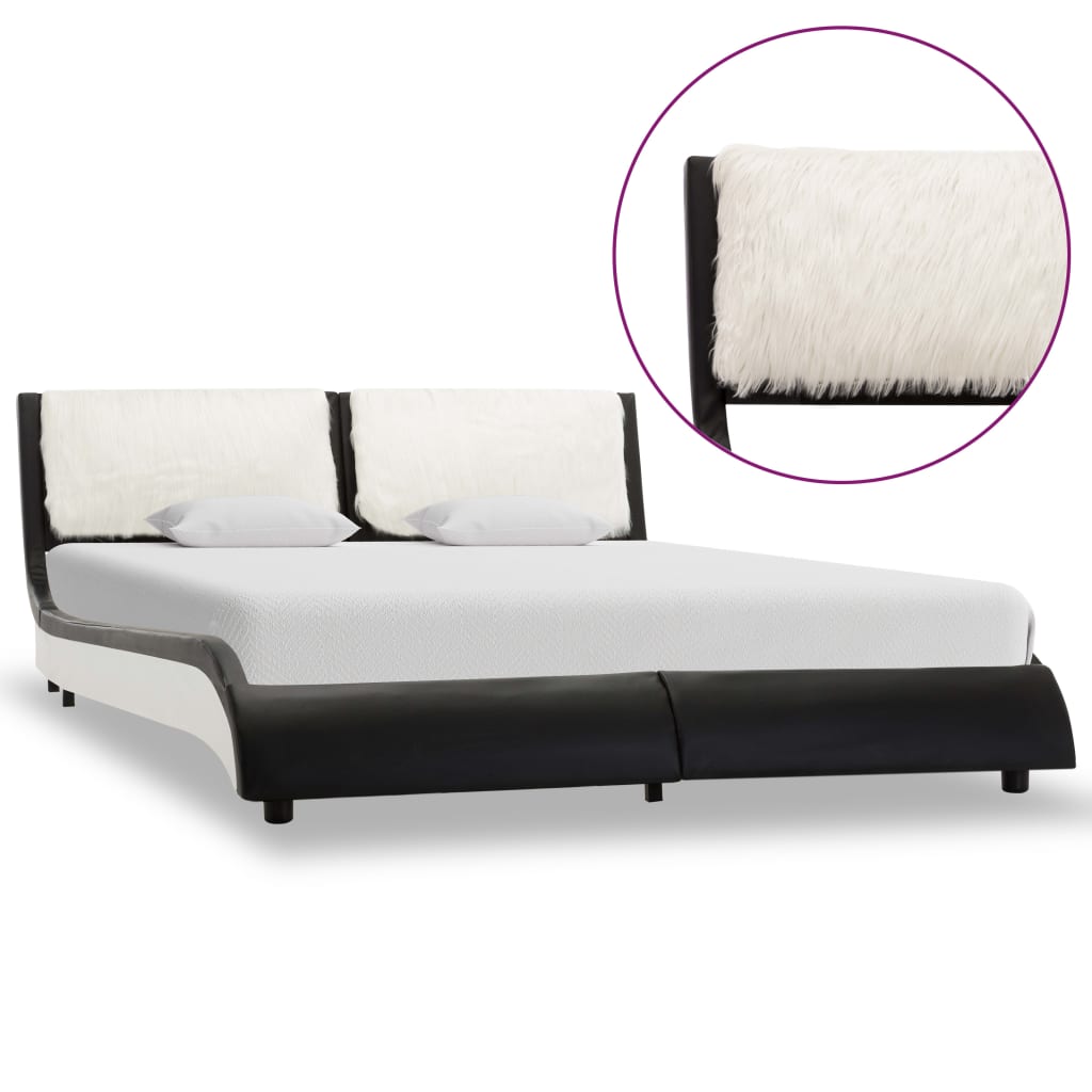 Berkfield Bed Frame Black and White Faux Leather 135x190 cm 4FT6 Double
