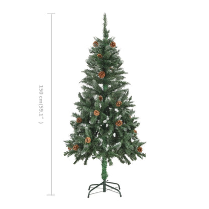 Berkfield Artificial Christmas Tree with Pine Cones and White Glitter 150 cm