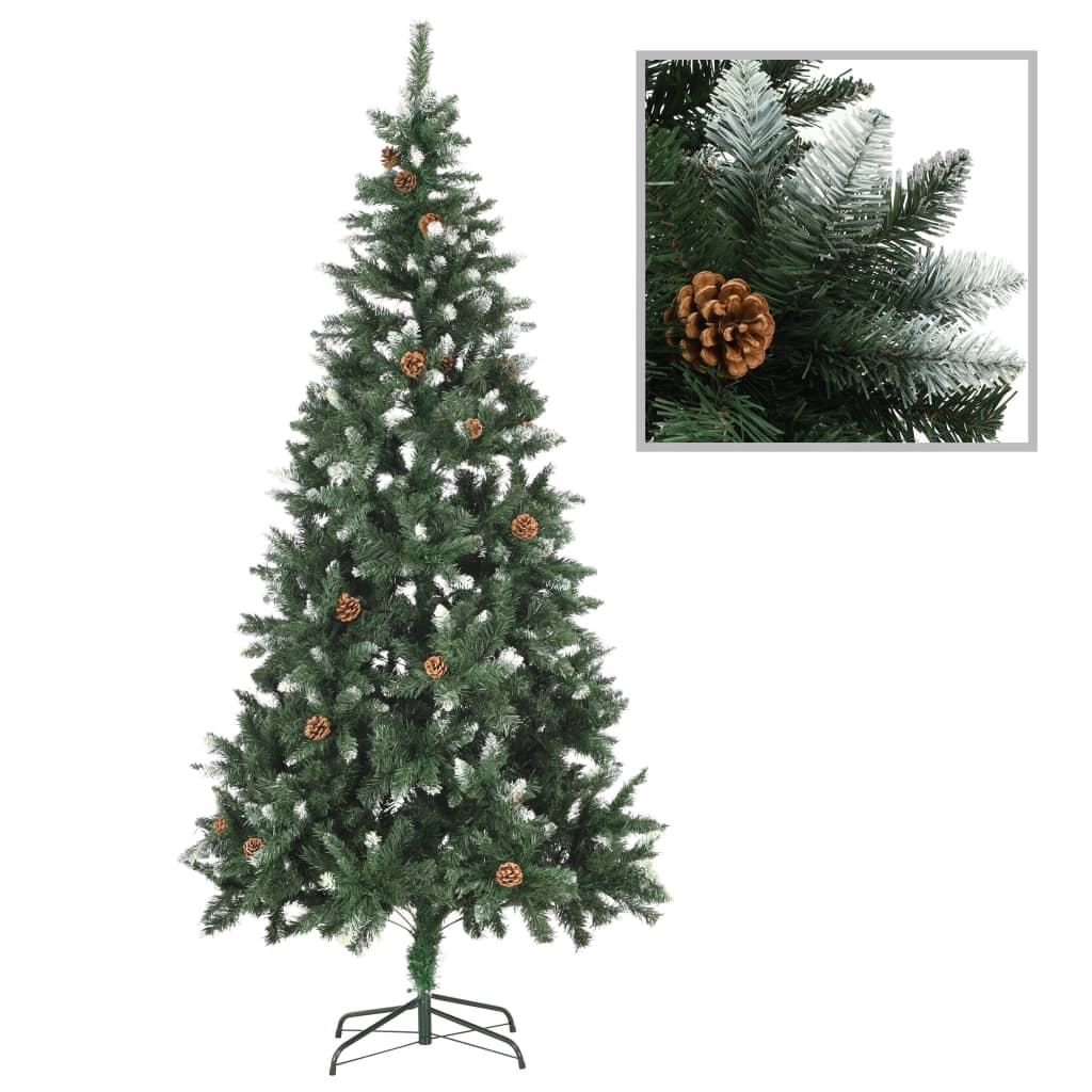 Berkfield Artificial Christmas Tree with Pine Cones and White Glitter 210 cm