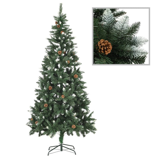Berkfield Artificial Christmas Tree with Pine Cones and White Glitter 210 cm
