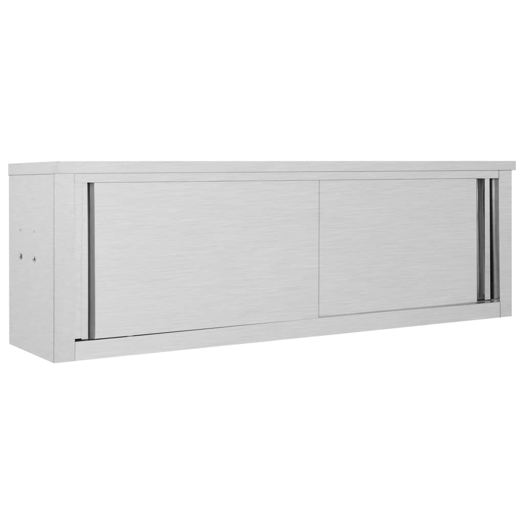 Berkfield Kitchen Wall Cabinet with Sliding Doors 150x40x50 cm Stainless Steel