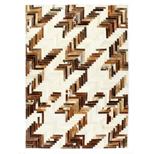 Berkfield Rug Genuine Hair-on Leather Patchwork 160x230 cm Brown/White