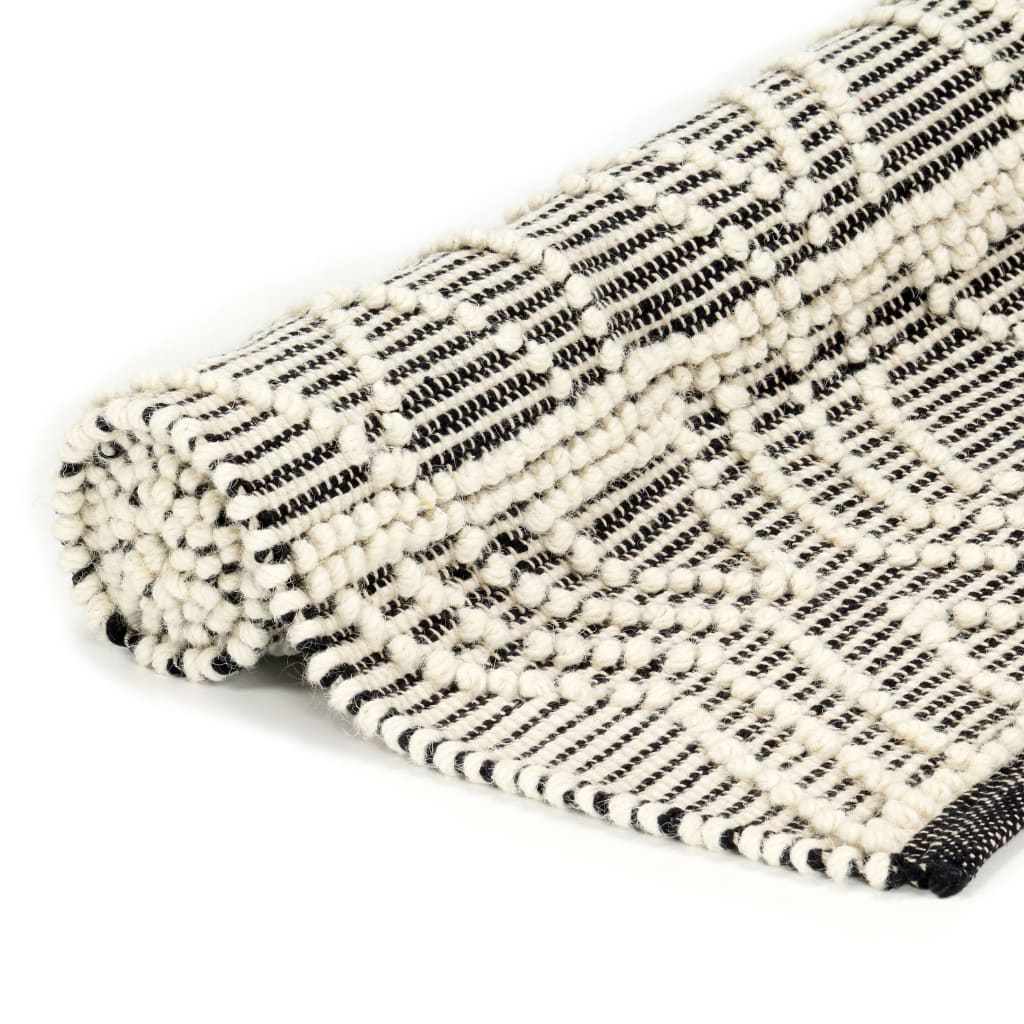 Berkfield Rug Handwoven Wool 80x150 cm Black/White