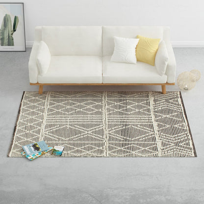 Berkfield Rug Handwoven Wool 80x150 cm Black/White