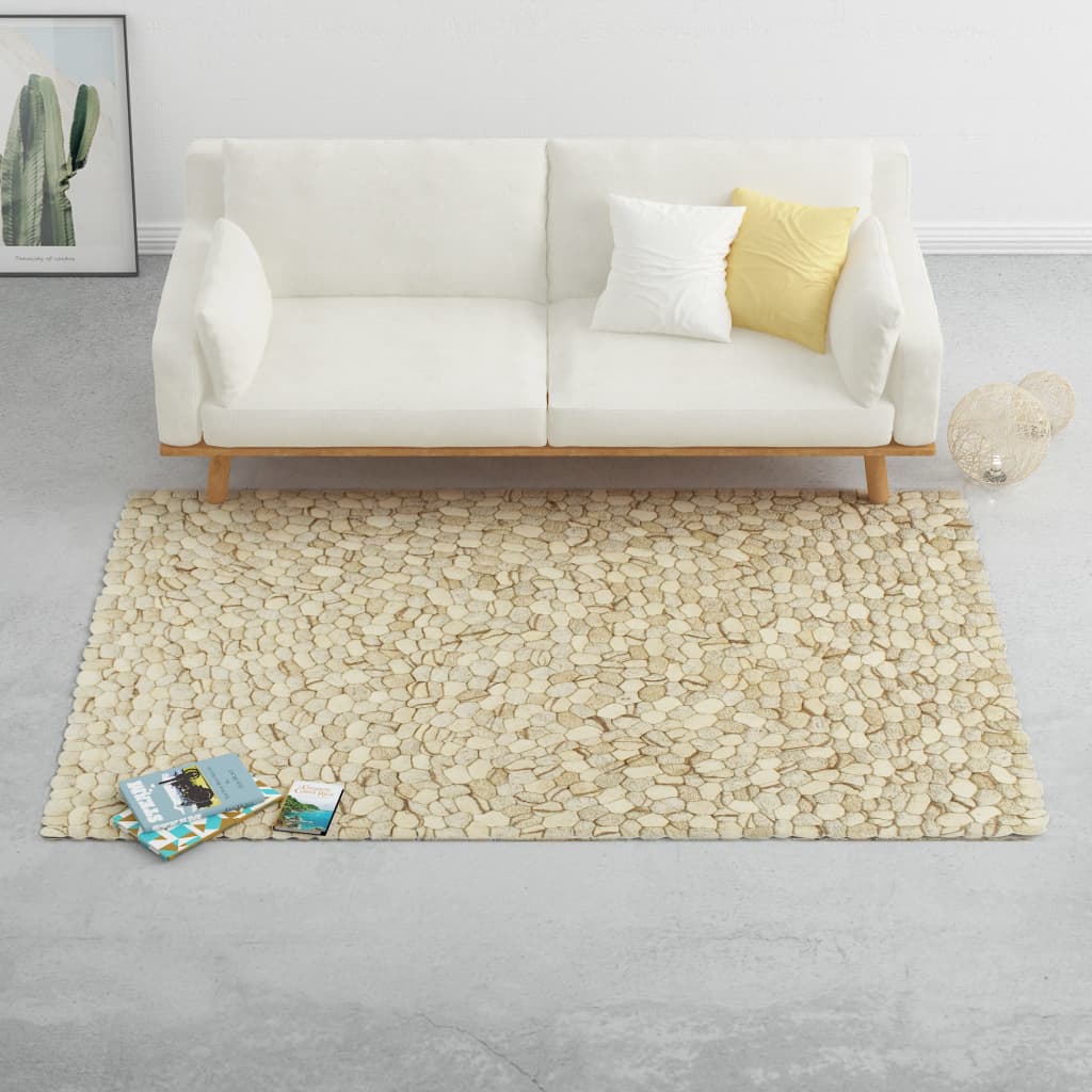 Berkfield Rug Wool Felt Pebble 160x230 cm Beige/Grey/Brown/Chocolate