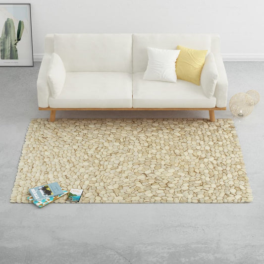 Berkfield Rug Wool Felt Pebble 160x230 cm Beige/Grey/Brown/Chocolate