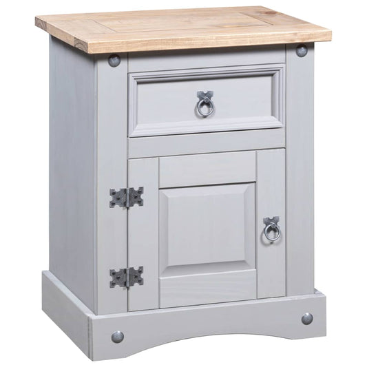 Berkfield Bedside Cabinet Mexican Pine Corona Range Grey 53x39x67 cm