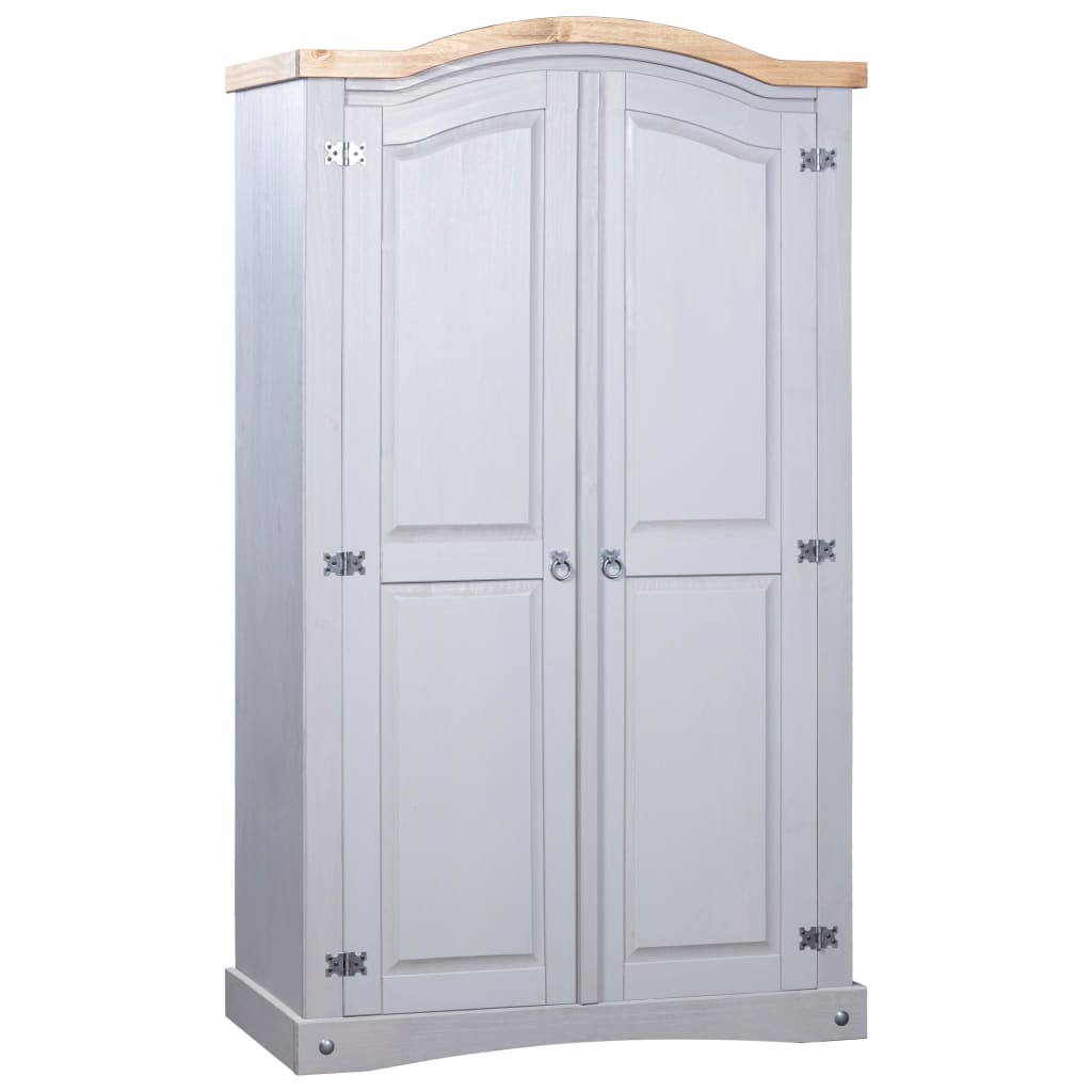 Berkfield Wardrobe Mexican Pine Corona Range 2 Doors Grey