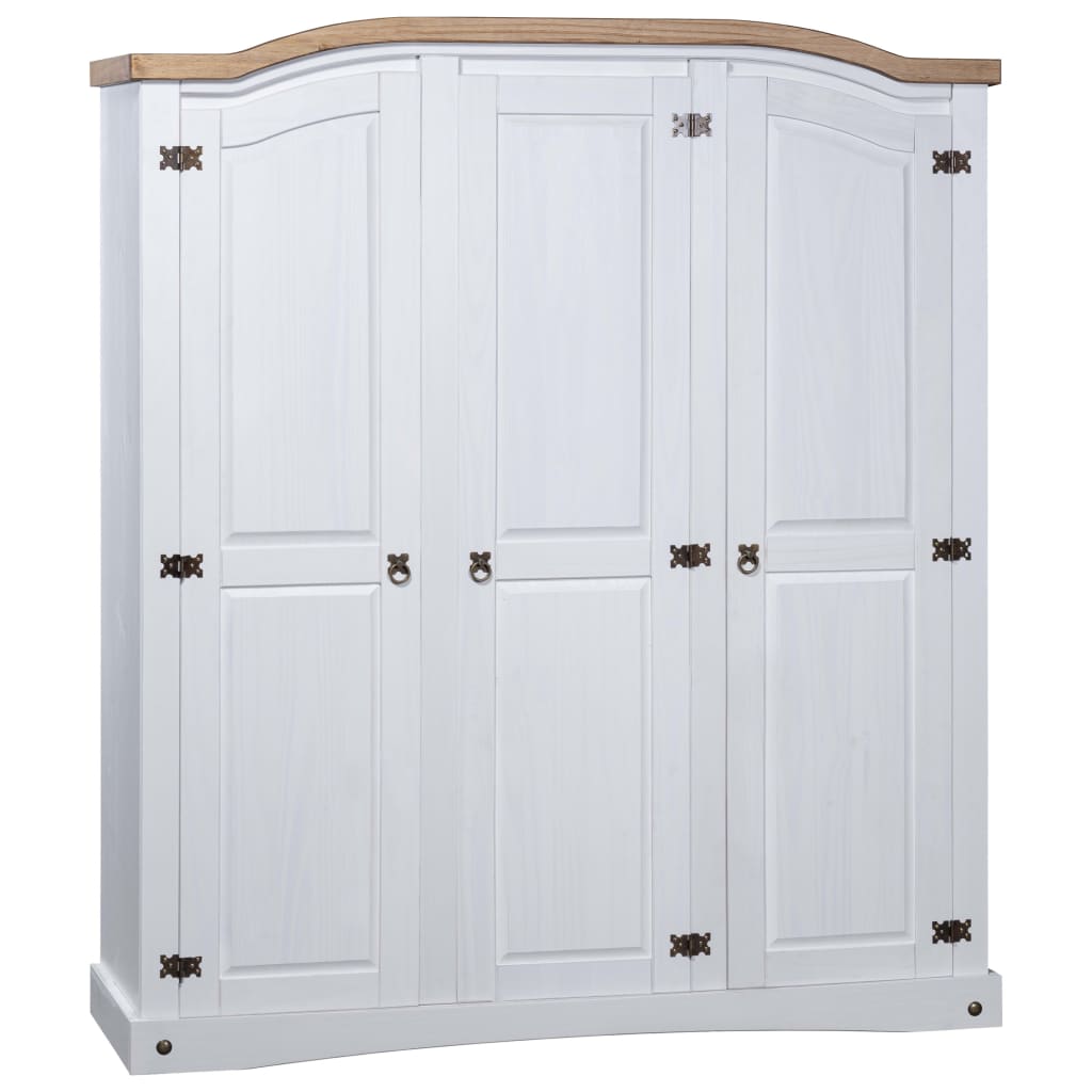 Berkfield Wardrobe Mexican Pine Corona Range 3 Doors White