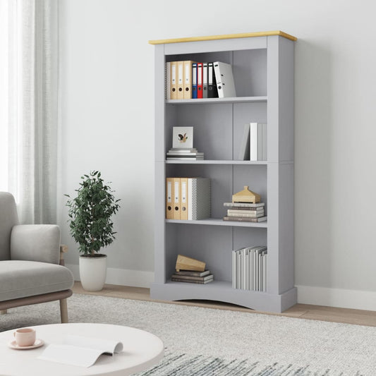 Berkfield 4-Tier Bookcase Mexican Pine Corona Range Grey 81x29x150 cm