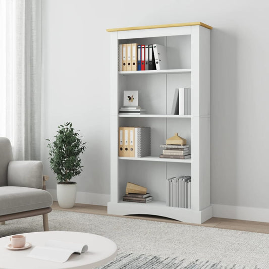 Berkfield 4-Tier Bookcase Mexican Pine Corona Range White 81x29x150 cm