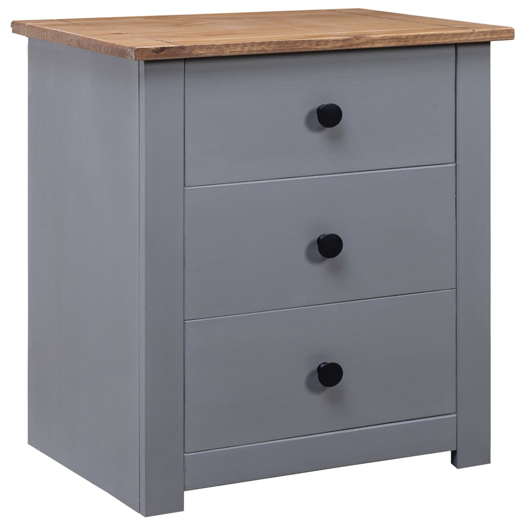 Berkfield Bedside Cabinet Grey 46x40x57 cm Pinewood Panama Range