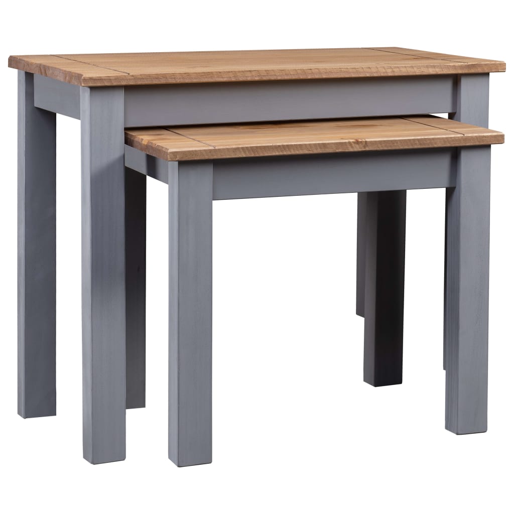 Berkfield Nesting Tables 2 pcs Grey Solid Pine Wood Panama Range