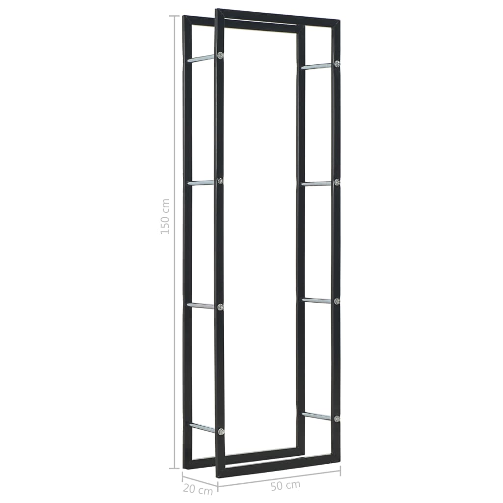 Berkfield Firewood Rack Black 50x20x150 cm Steel