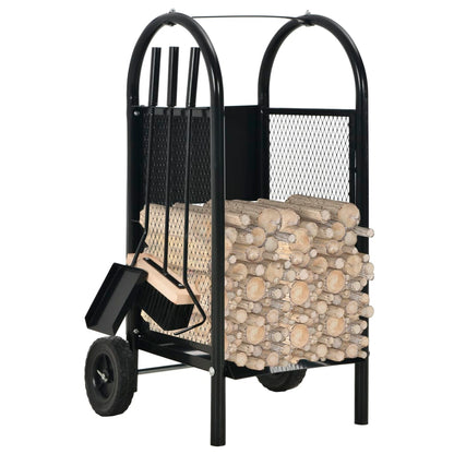 Berkfield Firewood Cart Black 30x35x81 cm Steel