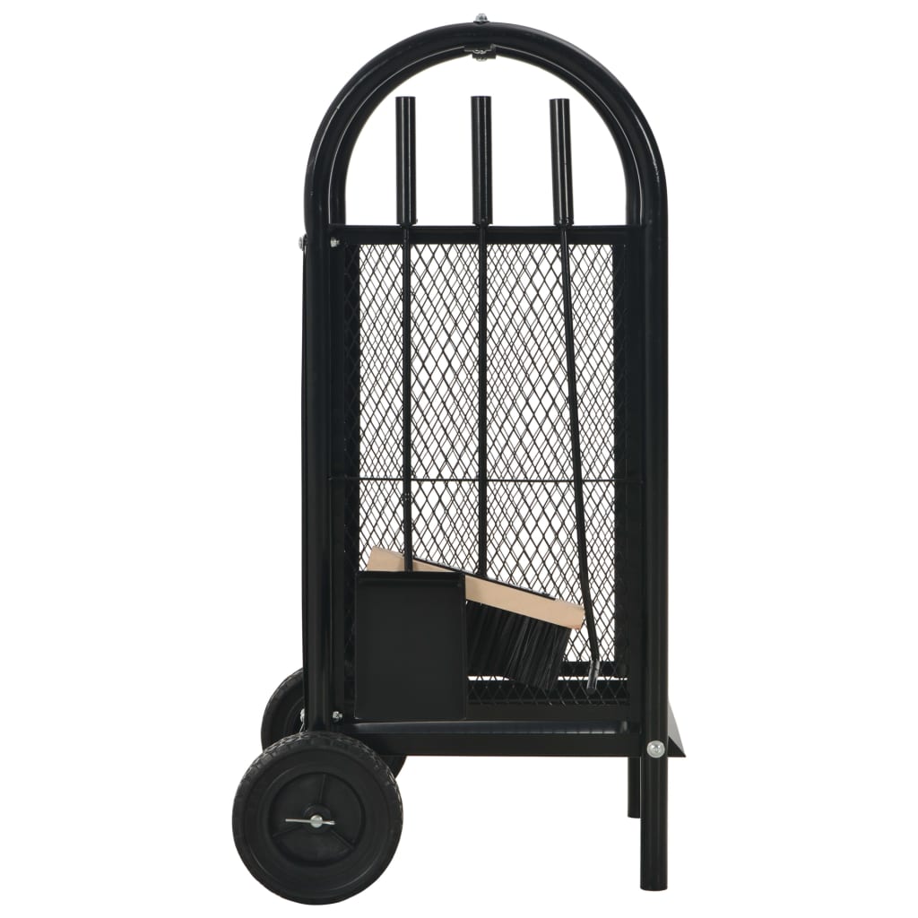Berkfield Firewood Cart Black 30x35x81 cm Steel