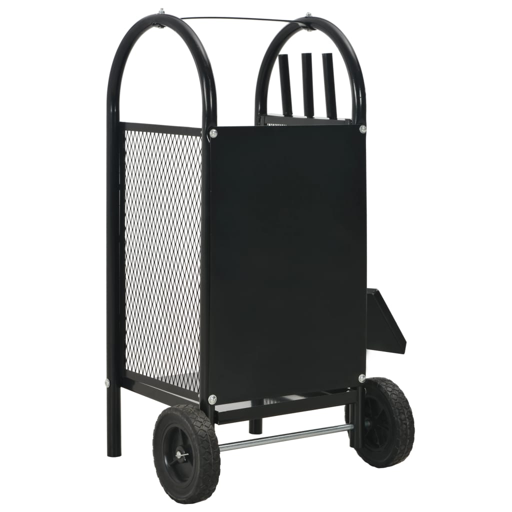 Berkfield Firewood Cart Black 30x35x81 cm Steel