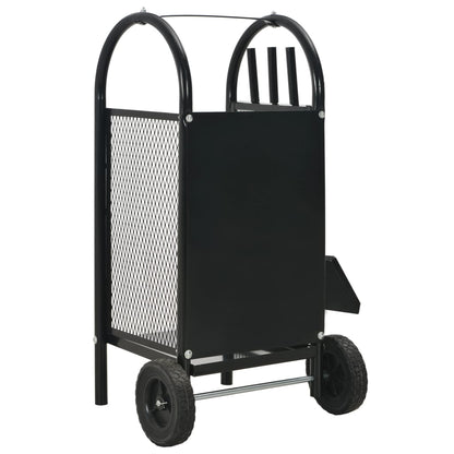 Berkfield Firewood Cart Black 30x35x81 cm Steel