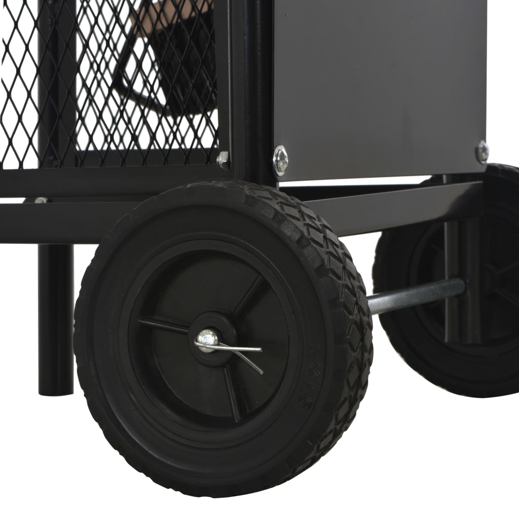 Berkfield Firewood Cart Black 30x35x81 cm Steel