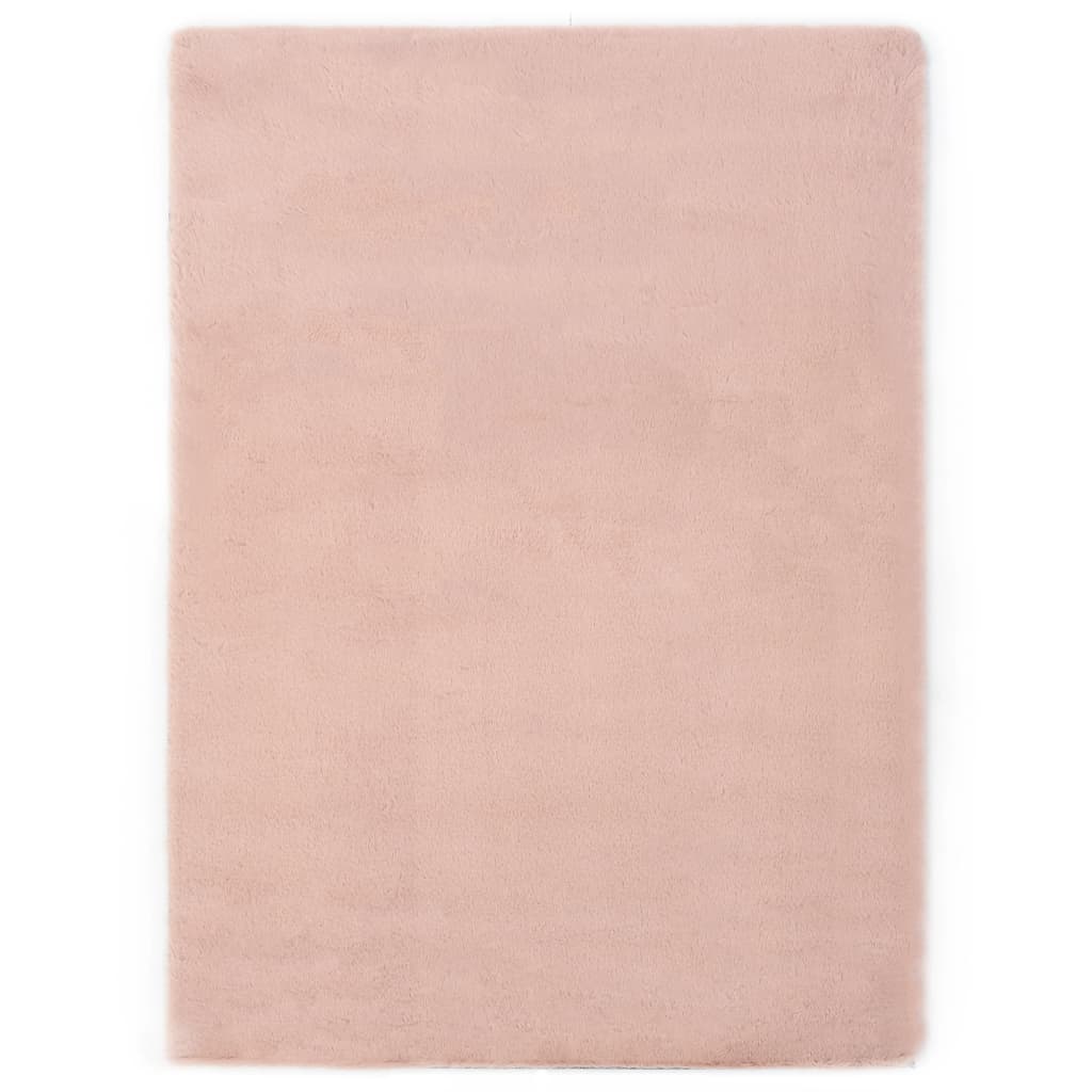 Berkfield Rug 120x160 cm Faux Rabbit Pelt Old Pink