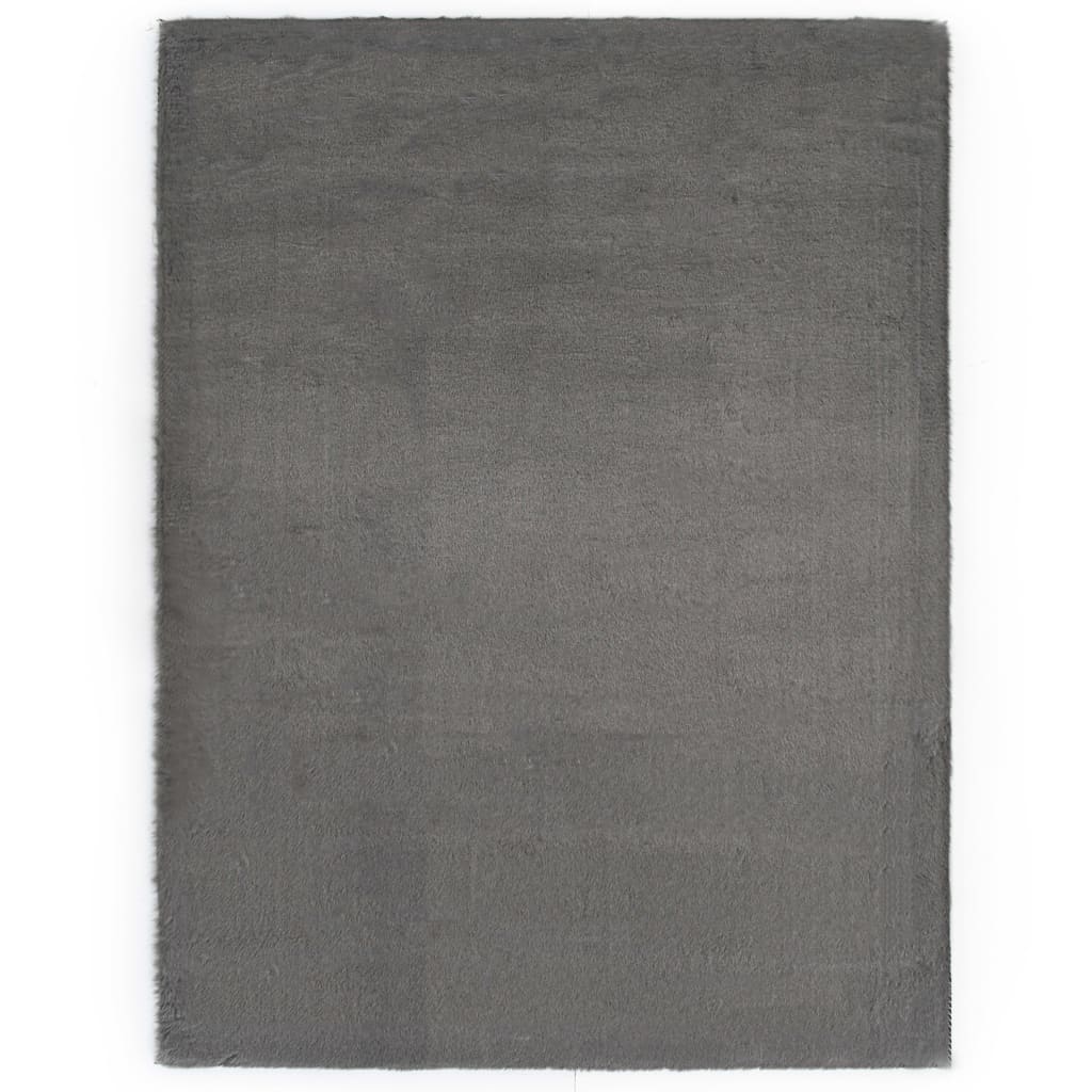 Berkfield Rug 120x160 cm Faux Rabbit Pelt Dark Grey