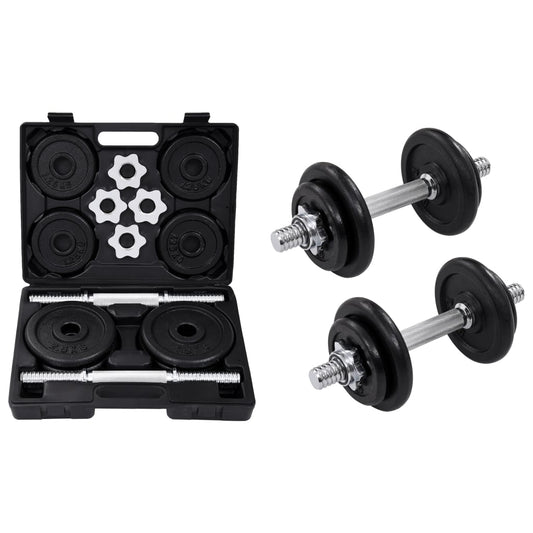 Berkfield 15 Piece Dumbbell set 20 kg Cast Iron