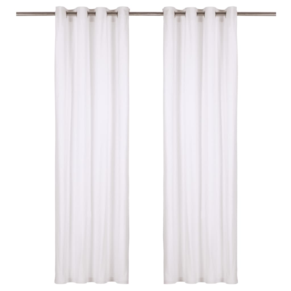 Berkfield Curtains with Metal Rings 2 pcs Cotton 140x225 cm White
