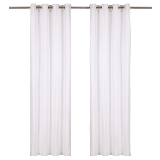 Berkfield Curtains with Metal Rings 2 pcs Cotton 140x225 cm White