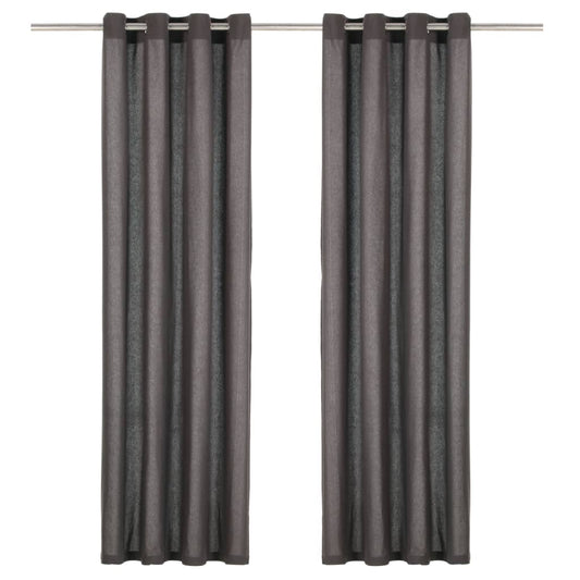 Berkfield Curtains with Metal Rings 2 pcs Cotton 140x225 cm Anthracite