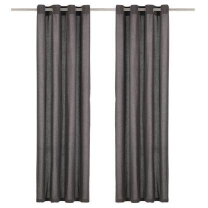 Berkfield Curtains with Metal Rings 2 pcs Cotton 140x245 cm Anthracite