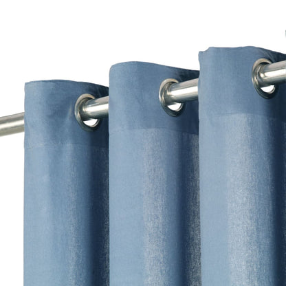 Berkfield Curtains with Metal Rings 2 pcs Cotton 140x225 cm Blue