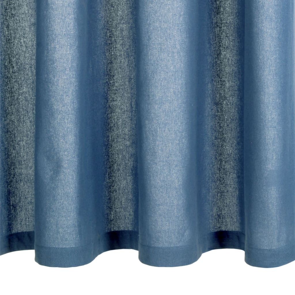 Berkfield Curtains with Metal Rings 2 pcs Cotton 140x225 cm Blue
