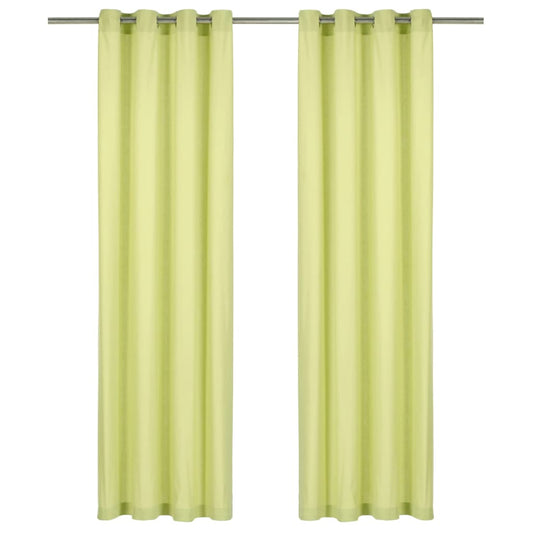 Berkfield Curtains with Metal Rings 2 pcs Cotton 140x175 cm Green