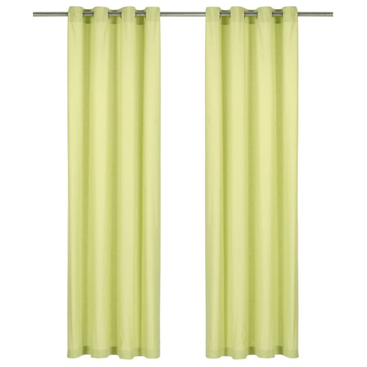 Berkfield Curtains with Metal Rings 2 pcs Cotton 140x225 cm Green