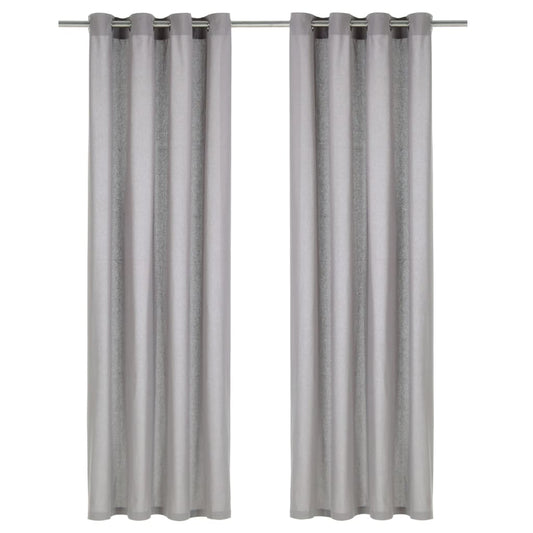 Berkfield Curtains with Metal Rings 2 pcs Cotton 140x245 cm Grey