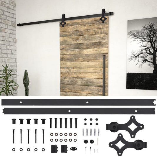 Berkfield Sliding Door SKIEN Hardware Kit 200 cm Steel Black
