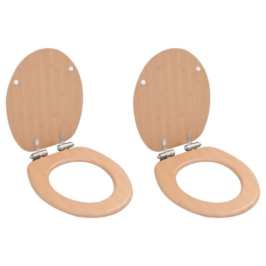 Berkfield WC Toilet Seats 2 pcs with Soft Close Lids MDF Bamboo Design