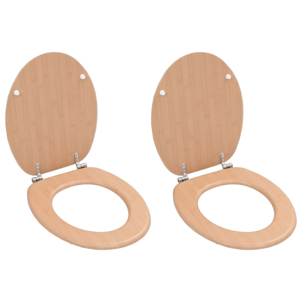Berkfield WC Toilet Seats 2 pcs with Lids MDF Bamboo Design