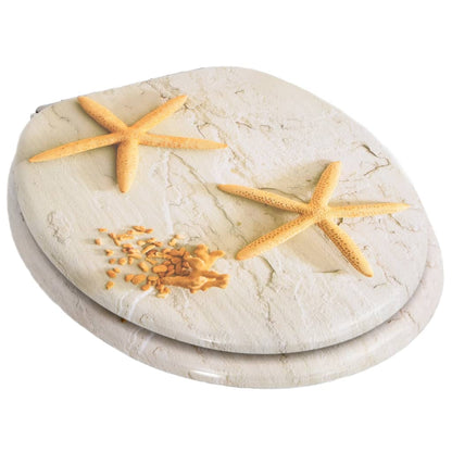 Berkfield WC Toilet Seats 2 pcs with Soft Close Lids MDF Starfish Design