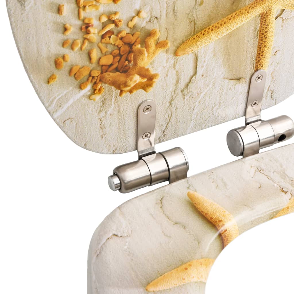 Berkfield WC Toilet Seats 2 pcs with Soft Close Lids MDF Starfish Design