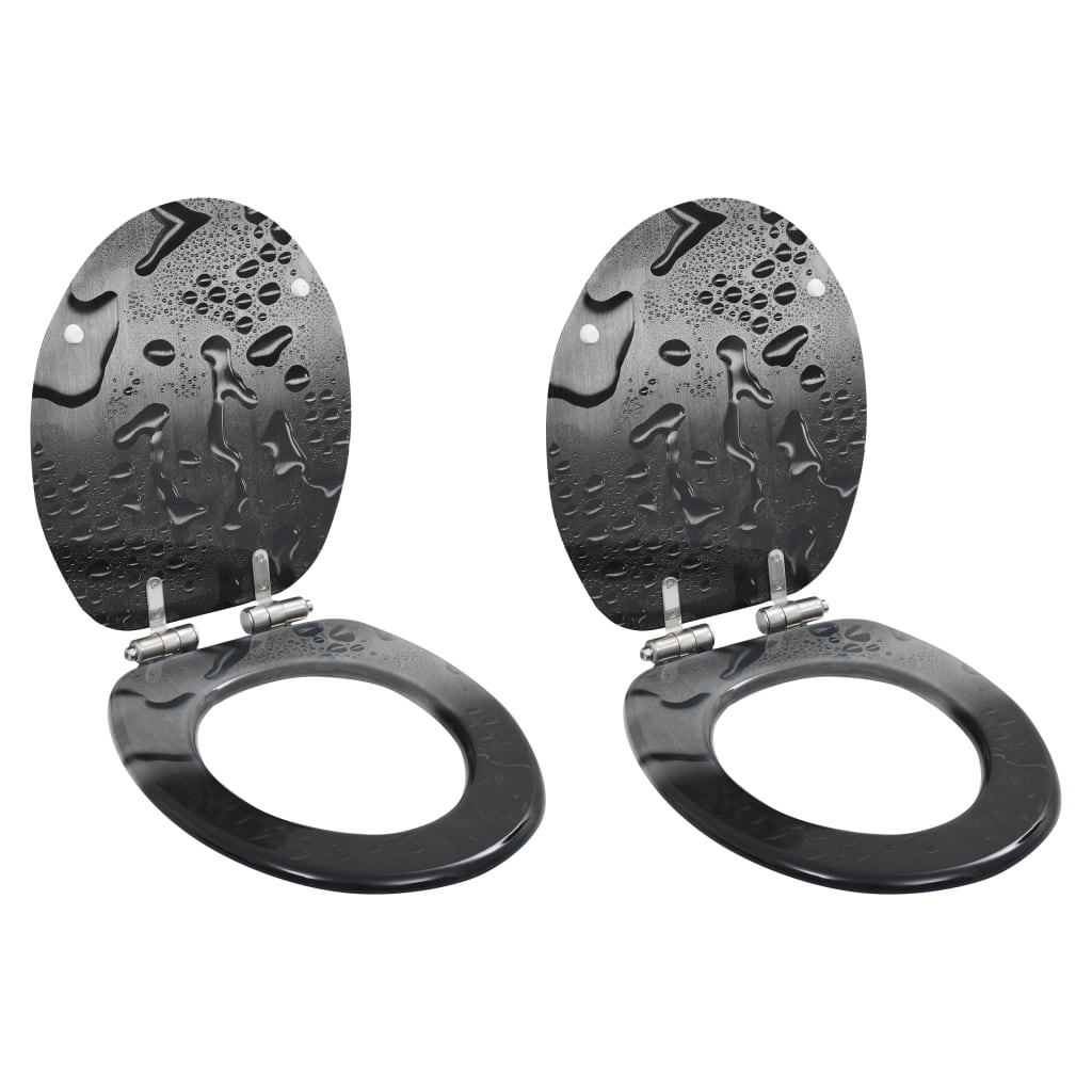 Berkfield WC Toilet Seats 2 pcs with Soft Close Lids MDF Water Drop Design